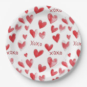 Red Hearts XOXO Love Papieren Bordje (Voorkant)