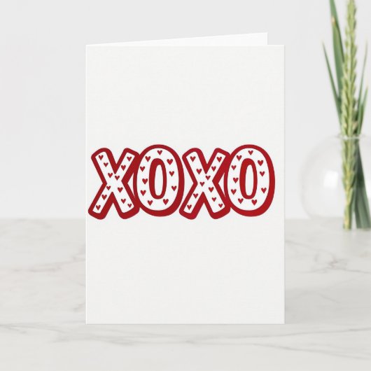Red Hearts Xoxo Pattern Card Kaart (Voorkant)