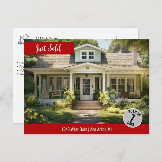 Red heeft net onroerend goed verkocht Marketing Lo Briefkaart (Voorkant / Achterkant)