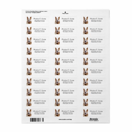 Red Heeler Cattle Dog Return Label (Full Sheet)