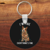 Red Heeler Christmas I'm Fine Everything Is Fine Sleutelhanger (Voorkant)