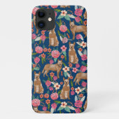 Red Heeler dog florals navy Case-Mate iPhone Case (Achterkant)