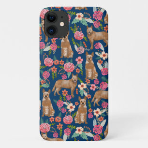 Red Heeler dog  florals navy Case-Mate iPhone Case