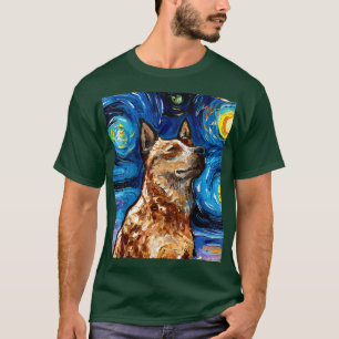 Red Heeler Sterrennacht Australian Cattle Dog Port T-shirt