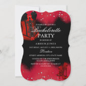 Red Heels Feather Lace Corset Bachelorette Kaart (Achterkant)