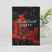 Red Heels & Lace Corset Bachelorette Party Kaart (Staand voorkant)