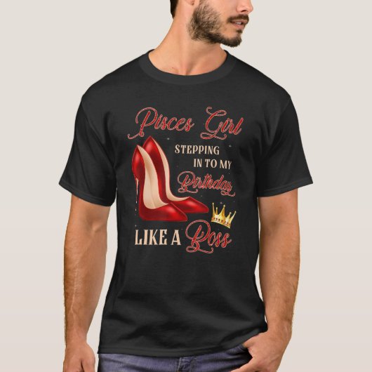 Red Heels Pisces Girl die naar Birthday Astro gaat T-shirt (Voorkant)