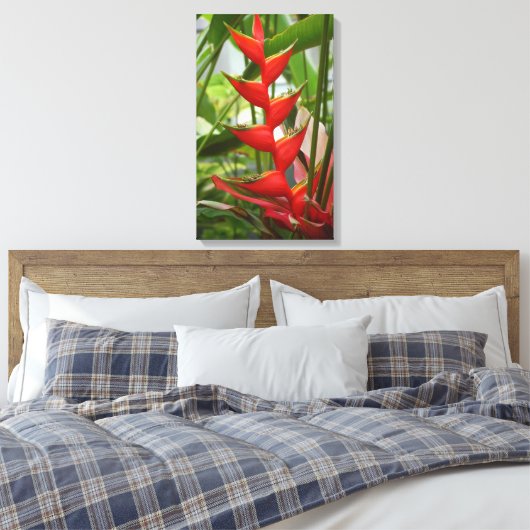 Red Heliconia Canvas Afdruk (Insitu (Slaapkamer))