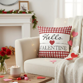 Red Hello Valentine Plaid Gingham Kussen