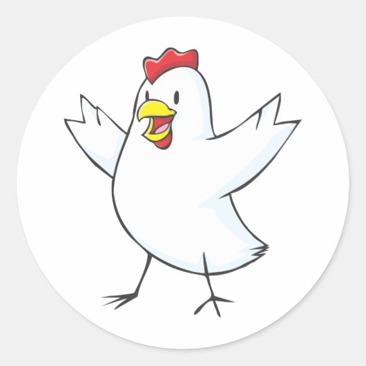 Red Hen Cartoon Ronde Sticker (Voorkant)