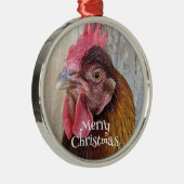 Red Hen Chicken Photo Holiday Metalen Ornament (Rechts)
