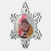 Red Hen Chicken Photo Tin Sneeuwvlok Ornament (Rechts)