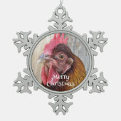 Red Hen Chicken Photo Tin Sneeuwvlok Ornament (Voorkant)
