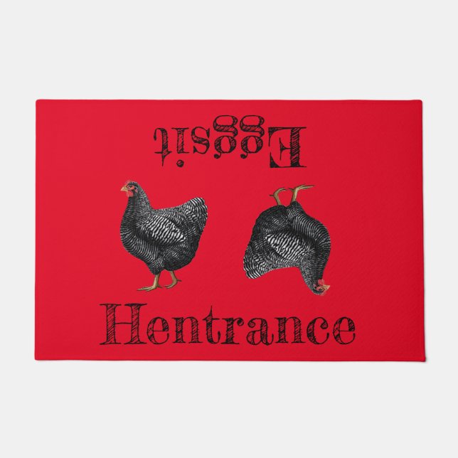 Red Hen door Mat Farmhouse Hentrance Eggit (Voorkant)