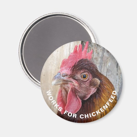 Red Hen Works for Chickenfeed Funny Magnet (Voorkant / Achterkant)