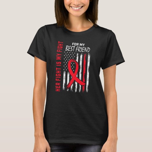 Red Her Fight Best Friend Heart Disease Awareness  T-shirt (Voorkant)