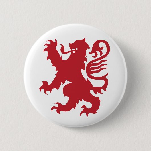Red Heraldry Lion Ronde Button 5,7 Cm (Voorkant)