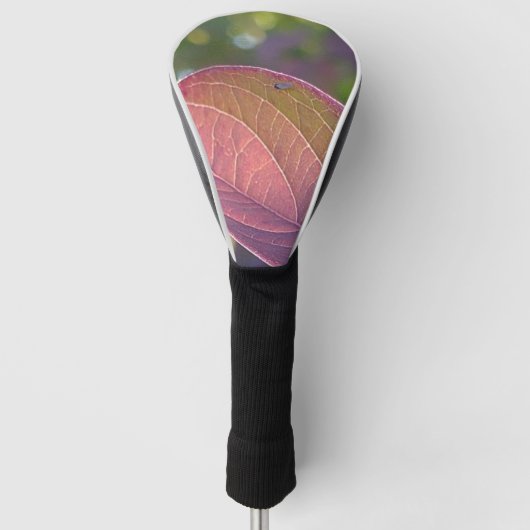 Red Herfst Leaf en Bokeh Golfheadcover (Voorkant)
