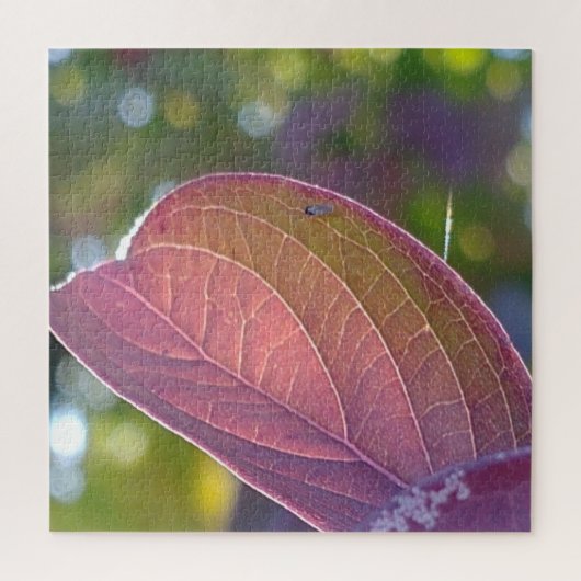 Red Herfst Leaf en Bokeh Legpuzzel (Verticaal)