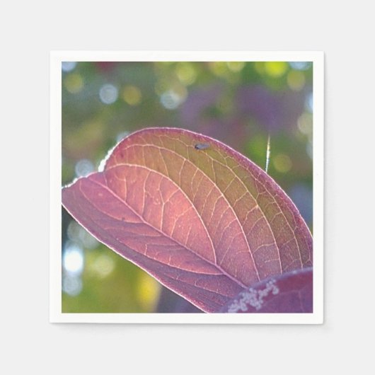 Red Herfst Leaf en Bokeh Servet (Voorkant)