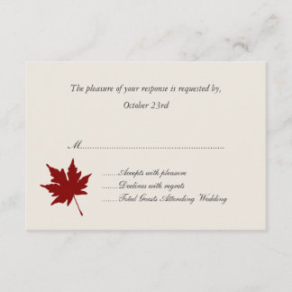 Red Herfst Leaf Wedding Response-kaarten RSVP Kaartje