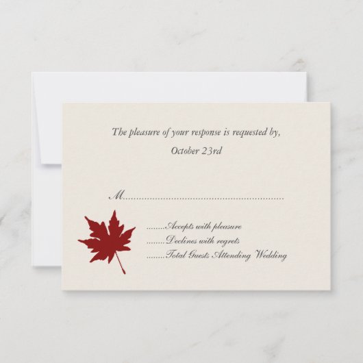 Red Herfst Leaf Wedding Response-kaarten RSVP Kaartje (Voorkant)