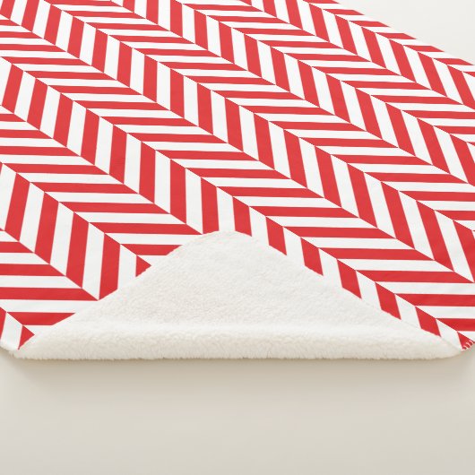 Red Herringbone Chevron Pattern Sherpa Deken (3/4)