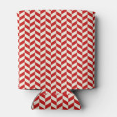 Red Herringbone Chevrons Patroon met Monogram Blikjeskoeler (Achterkant)