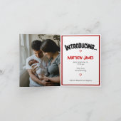 Red Herringbone Made in Texas Photo Baby Aankondiging (Binnen)