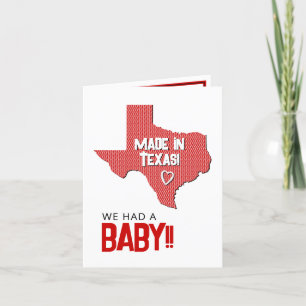 Red Herringbone Made in Texas Photo Baby Aankondiging