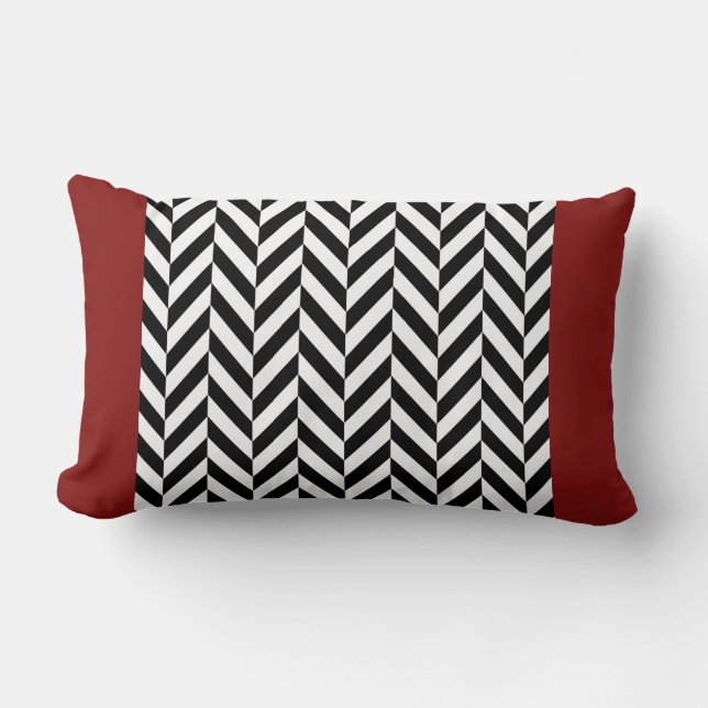 Red Herringbone Stripe Reversible Pillow Kussen (Voorkant)