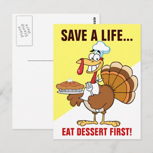 Red het leven van Turkije door eerst dessert te et Briefkaart (Voorkant / Achterkant)