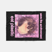 Red het milieu Eet Plastic Funny Schattige Cat Me Fleece Deken (Voorkant (Horizontaal))