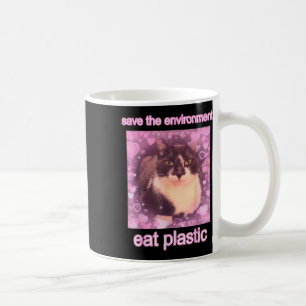 Red het milieu Eet Plastic Funny Schattige Cat Me Koffiemok