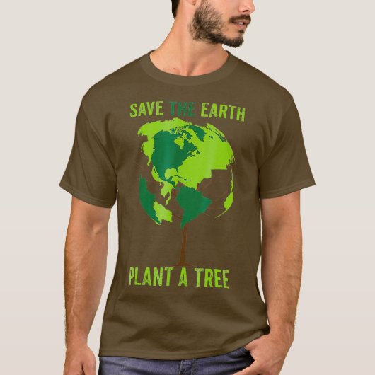Red het Plant van een boomwereld T-shirt (Voorkant)