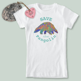 Red het Schubdier Bedreigd Dier Kleurrijke Kunst T-shirt