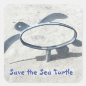 Red het Zee Turtle Earth Day Red de oceaan Vierkante Sticker (Voorkant)