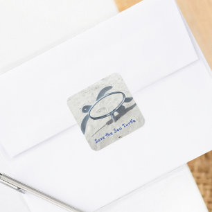 Red het Zee Turtle Earth Day Red de oceaan Vierkante Sticker