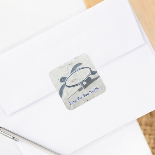 Red het Zee Turtle Earth Day Red de oceaan Vierkante Sticker