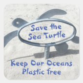 Red het Zee Turtle Earth Day Vierkante Sticker (Voorkant)
