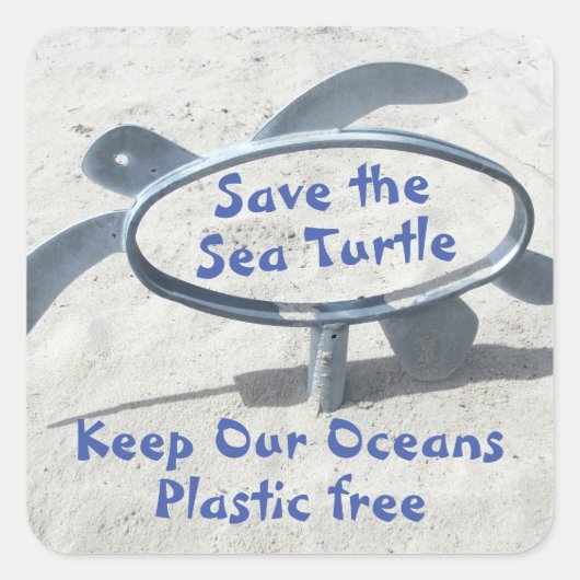 Red het Zee Turtle Earth Day Vierkante Sticker (Voorkant)