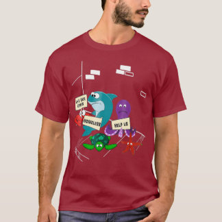 Red het zeeleven in de oceaan Grappig voor de prot T-shirt