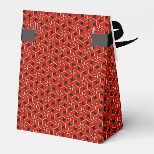 Red Hexagon Swirl Bruiloft Partij Bedankdoosjes (Achterkant)