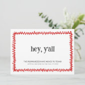 Red Hey Y'all - Verhuisd naar Texas Aankondiging (Staand voorkant)