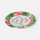 Red Hibiscus 100th Birthday Party Paper Bord (Gekanteld)