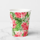 Red Hibiscus 100th Birthday Party Paper Cup Papieren Bekers (Achterkant)
