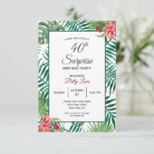 Red Hibiscus 40th Birthday Kaart (Staand voorkant)