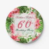 Red Hibiscus 60th Birthday Party Paper Bord (Voorkant)