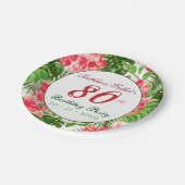 Red Hibiscus 80th Birthday Party Paper Bord (Gekanteld)