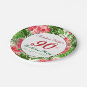 Red Hibiscus 90th Birthday Party Paper Bord (Gekanteld)